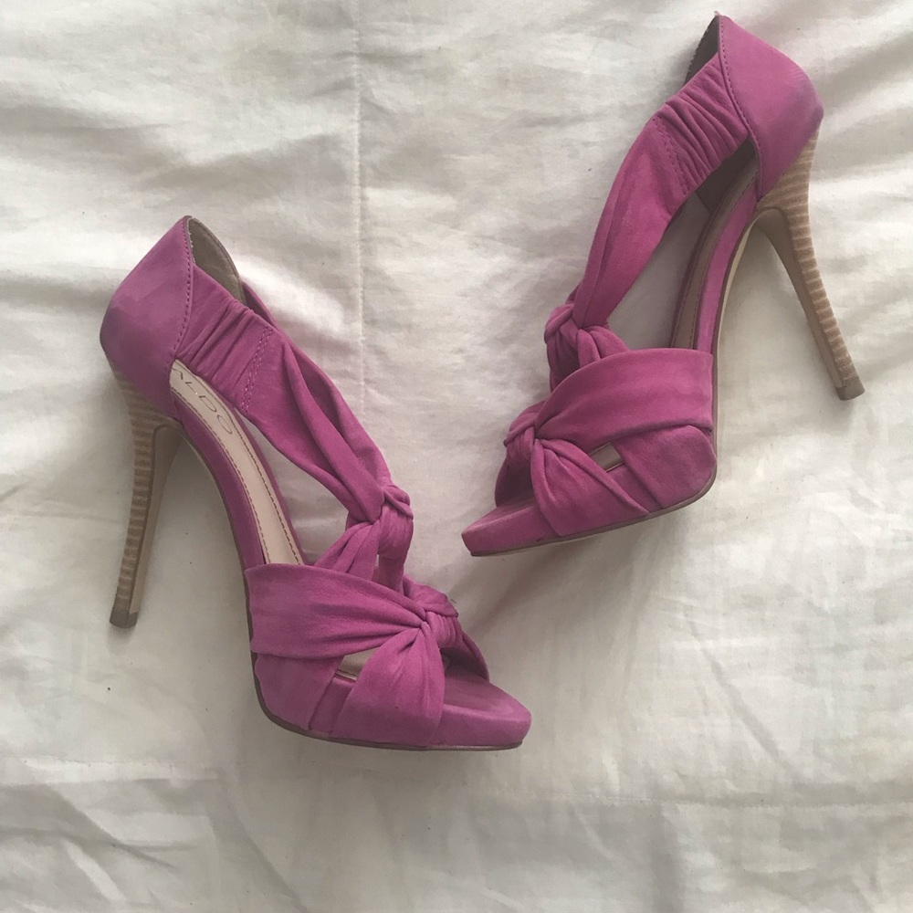 Aldo Pink Suede Heels Size 8
